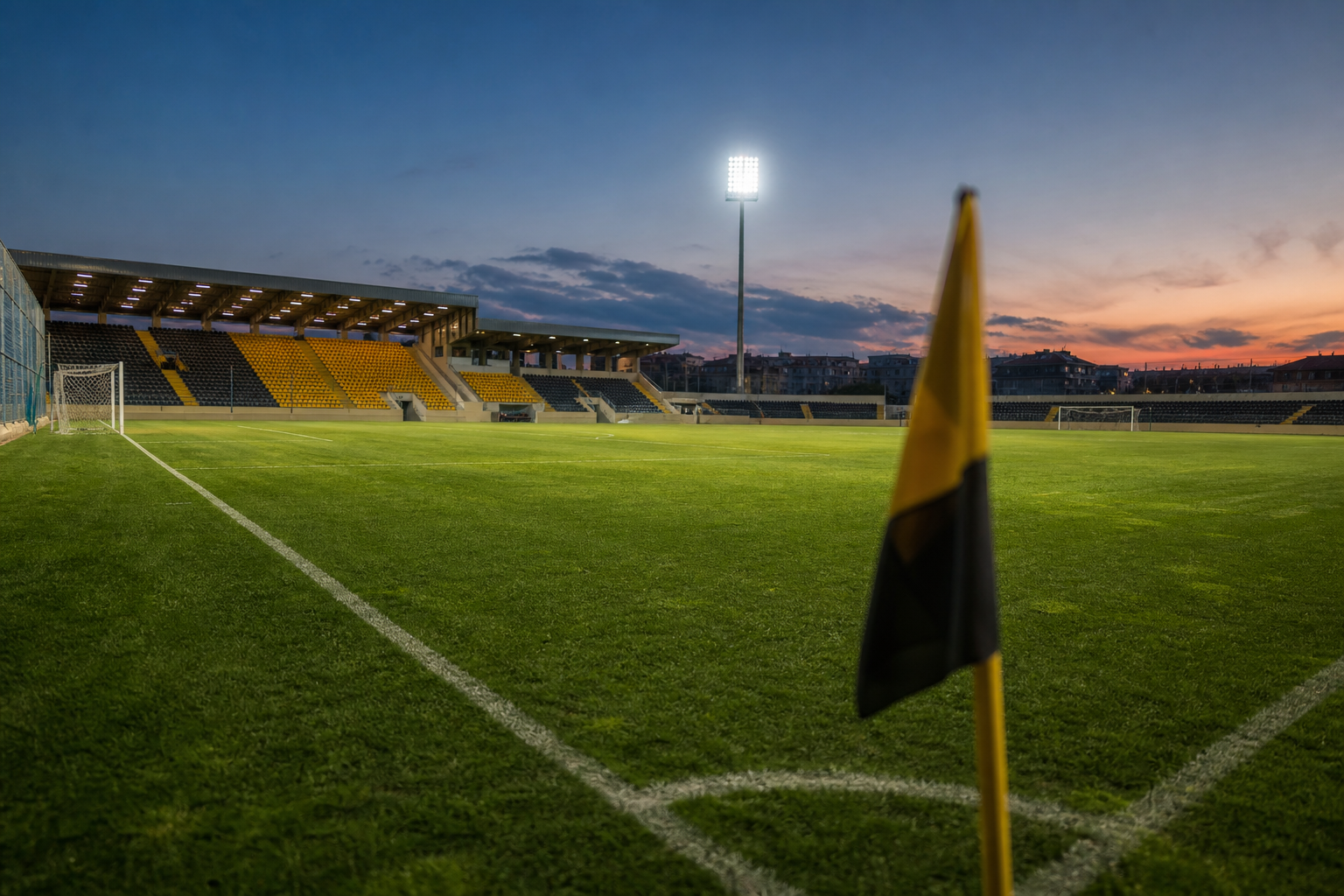 Futbol sahası ve stadyum görünümü